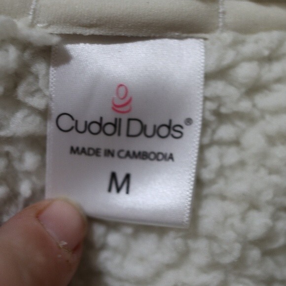 Cuddl Duds White Fuzzy Fleece Teddy Jacket Medium - Picture 9 of 12